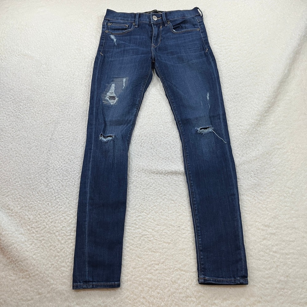 Express Jeans Legging Womens 4R Dark Wash‎ Mid Rise Distressed Skinny Denim